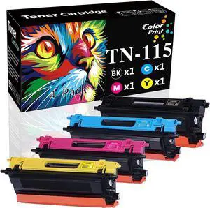 (4-Pack, BK, C, M, Y) ColorPrint Compatible TN115 Toner Cartridge Replacement for Brother TN-115 TN 115 Work with DCP-9040CN 9045CDN HL-4040CN HL-4040CDN HL-4070CDW MFC-9440CN 9450CDN 9840CDW Printer