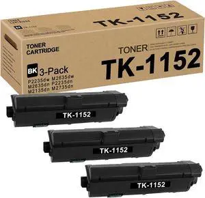 Ennovor TK1152 TK-1152 1T02RV0US0 Toner Cartridge (Black,3 Pack) Replacement for Kyocera P2235dw M2635dw M2635dn P2235dn M2135dn M2735dn Toner Kit Printer