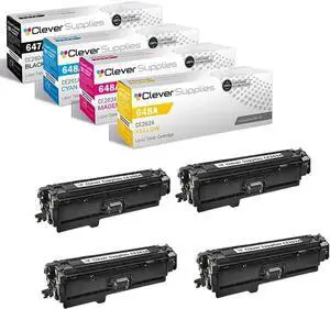 CS Replacement Toner Cartridge Compatible with HP CP4025n CE260A Black CE261A Cyan CE262A Yellow CE263A Magenta 647A & 648A Color CP4000 CP4500 Enterprise CP4025dn CP4525xh 4 Color Set