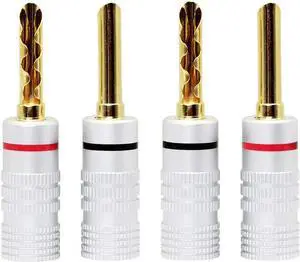 C Gold Plated Banana Plugs Speaker BFA Style Zigzag Type Screw Locking Plug for DIY Speaker Wire,Insulated Connector, Home Theater (4pcs)
