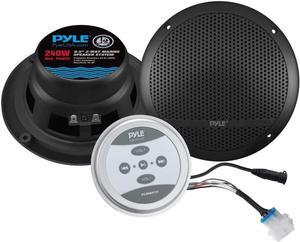 240 Watts Bluetooth Marine Grade 6.5" 2-Way Speaker System, Amplified Full Range Stereo Sound, Flush Mount Dual Cone Dome Waterproof Universal Use, With Aux 3.5mm Input pair