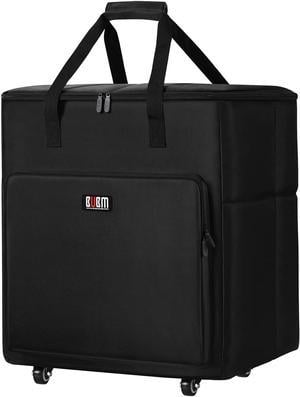 BUBM Desktop Gaming Computer Tower PC Carrying Case Travel Storage Bag with Wheels for Tower Case, Monitor(Up to 27 inch), Keyboard and Mouse-Black