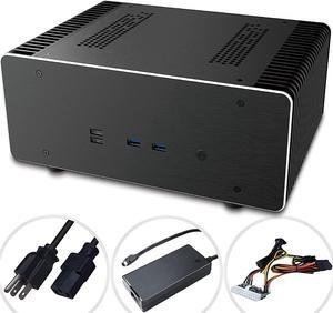 Akasa Maxwell Pro | Mini ITX Case | Internal Power Adapter & External Power Brick & US Lead | 100% Aluminum Fanless Case | Included Thermal Modules, Copper Heatpipes and 2X PSU Units