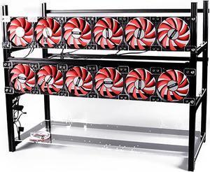 Mining Rig Frame, 14 GPU Aluminum Stackable Open Air Mining Case 4 Power Positions ATX Motherboard Bit, Mining Rig Frame for ETH/ETC/ZCash/Bitcoin,Black