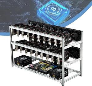 19 GPU Open Air Mining Rig Case Frame, Mining Rig Open Air Case Stackable for Ethereum, Computer Mining Aluminum Stackable Bitcoin 33.9 * 14.2 * 21.7In