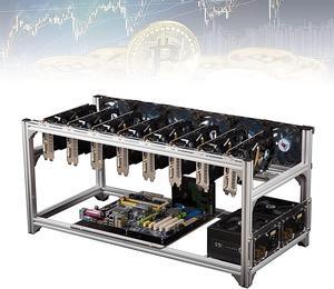 Open Air Mining Computer, Stackable Mining Rig Frame for ETH/ETC/ZEC/BTC, Support All Standard ATX Motherboards, Frame Only,Silver,8 GPU
