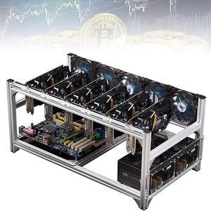 Open Air Mining Computer, Stackable Mining Rig Frame for ETH/ETC/ZEC/BTC, Support All Standard ATX Motherboards, Frame Only,Silver,6 GPU