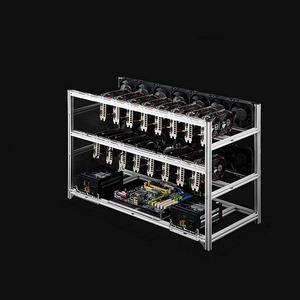 Open Air Mining Computer, Stackable Mining Rig Frame for ETH/ETC/ZEC/BTC, Support All Standard ATX Motherboards, Frame Only,Silver,16 GPU