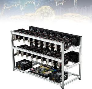 Open Air Mining Computer, Stackable Mining Rig Frame for ETH/ETC/ZEC/BTC, Support All Standard ATX Motherboards, Frame Only,Silver,19 GPU