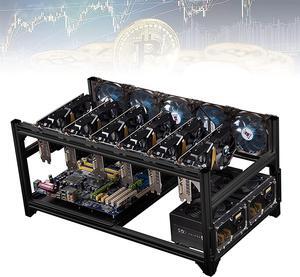 Open Air Mining Computer, Stackable Mining Rig Frame for ETH/ETC/ZEC/BTC, Support All Standard ATX Motherboards, Frame Only,Black,6 GPU