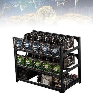 Open Air Mining Computer, Stackable Mining Rig Frame for ETH/ETC/ZEC/BTC, Support All Standard ATX Motherboards, Frame Only,Black,12 GPU
