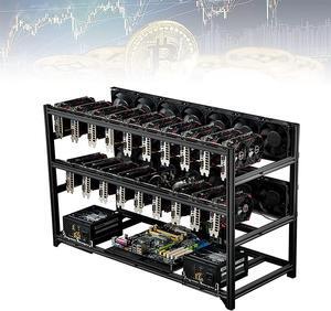Open Air Mining Computer, Stackable Mining Rig Frame for ETH/ETC/ZEC/BTC, Support All Standard ATX Motherboards, Frame Only,Black,19 GPU