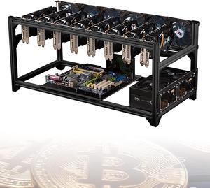 Open Air Mining Computer, Stackable Mining Rig Frame for ETH/ETC/ZEC/BTC, Support All Standard ATX Motherboards, Frame Only,Black,8 GPU