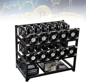 Open Air Mining Computer, Stackable Mining Rig Frame for ETH/ETC/ZEC/BTC, Support All Standard ATX Motherboards, Frame Only,Black,14 GPU