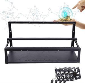 WuliFANX Steel Mining Frame Rig Case, with 4 Fans, Stackable Bitcoin Mining Hardware, Up to 8 GPU, for Crypto Coin Currency Bitcoin Mining, GPU is Not Included