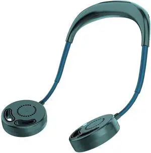 Neck Fan Personal Fan, USB Fan Hands Free Rechargeable Neckband Fan for Hiking, Climbing, Summer Outdoor Sports, 3 Levels, Improved Version Low Noise Design (Color : Green)