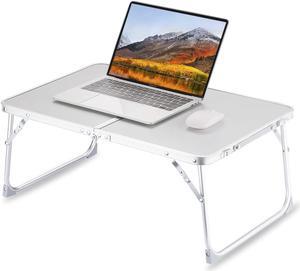 Foldable Laptop Table for Bed, SUVANE Lap Desk Bed Desk, Breakfast Serving Bed Tray, Portable Mini Picnic Table Storage Space Laptop Desk Reading Holder(Gray)