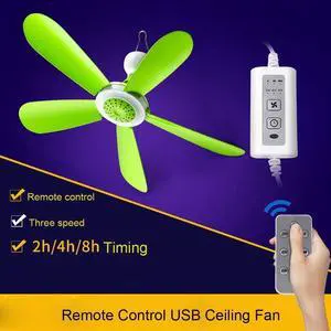 DC5V 5W USB Adjustable Remote Control Timing Camping Fan 3 Gear Tent Ceiling Fan for Home Outdoor Bed/143