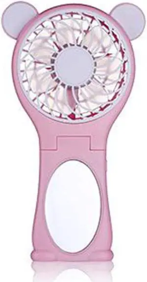 WLXP Hand Held Fan Desk Fan Portable USB Fan Mini Table Cooling Fans Folding Handheld Mini Fan Charging Model USB Portable Desktop Small Fan Mirror Silent Small Fan (Color : Pink)