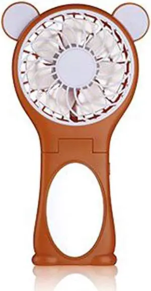 WLXP Hand Held Fan Desk Fan Portable USB Fan Mini Table Cooling Fans Folding Handheld Mini Fan Charging Model USB Portable Desktop Small Fan Mirror Silent Small Fan (Color : Brown)