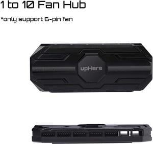 upHere 10-Port 6PIN SATA RGB Hub with 21-Key Remote Control/Splitter for 6-Pin Case Fans in Black-MBX10