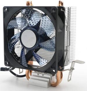 JIUWU CPU Air Cooler 3-Pin Fan with 2 Heatpipes Radiator Blue LED for Intel AMD CPUs 92mm Light Quiet Cooling Fan (775 1150 1155 1151 1156)
