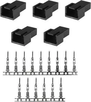 5PCS Male 3-Pin PC Fan Connector Kit (5PCS 3 Pin 3Pin Fan Male PWM Power Shell Connector Housing + 15PCS Terminal Crimp Pins)