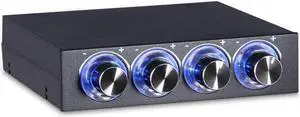 Computer Fan Controller, 4 Channel Fan Speed and Temperature Controller PC Controllers PC Fans with Blue LED, 4 Fans, Floppy Drive, Heat Reducing Adjustment for PC Computer Fan Controller, 4 Channel Fan Speed and Temperature Controller PC Controllers PC Fans with Blue LED, 4 Fans, Floppy Drive, Heat Reducing Adjustment for PC