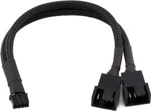 CRJ 4-Pin PWM GPU Dual Fan Splitter Adapter Cable All Black Sleeved for Graphics Cards