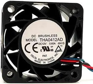 THA0412AD Delta 12V 40mm Fan, 12V 0.60A 3-pin Double Ball Cooling Fan