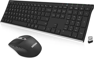 2.4G Wireless Keyboard & Mouse Combo Full-Size Stainless Keyboard & Ergonomic Side-Button Mouse, Built-In Rechargeable Battery, for PC/Laptop/Windows 11/10/8/7 2.4G Wireless Keyboard & Mouse Combo Full-Size Stainless Keyboard & Ergonomic Side-Button Mouse, Built-In Rechargeable Battery, for PC/Laptop/Windows 11/10/8/7