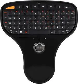2.4G Keyboard with Trackball, N5901 QWERTY Keyboard, Mini Handheld Keyboard, Multi Media Functional Trackball Air Mouse, for TV Computer Laptop, for 2000/XP/Vista/7, Black