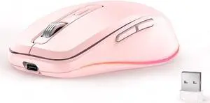 Jiggler Mouse for Laptop LED Wireless Mouse - Rechargeable Computer Mice Mouse Mover Undetectable Automatic Movement with On/Off Button Keeps Computer/Laptop Awake - Pink Jiggler Mouse for Laptop LED Wireless Mouse - Rechargeable Computer Mice Mouse Mover Undetectable Automatic Movement with On/Off Button Keeps Computer/Laptop Awake - Pink