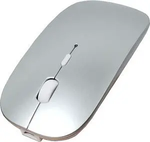 Bluetooth Mouse for Mac/Laptop/iPad/iPhone/Android PC Rechargable Quiet Slim Wireless Mice Compatible with OS/Windows/Linux/Tablet/MacBook Pro/MacBook Air Silver