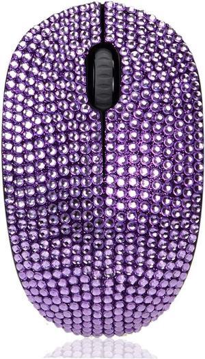 Bling Dazzling 2.4GHz Wireless Silent Mouse Covered with Rhinestone Crystal, Crystallized Mouse with USB Receiver, Compatible with Notebook, PC, Laptop, Computer, MacBook,Great Gift (Purple)
