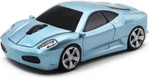 ECOiNVA Wireless Sports Car Mouse Optical 2.4G Nano USB Desktop Laptop Mice (Azure)