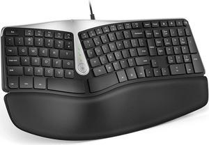 Nulea Ergonomic Keyboard Wired Split Keyboard with Pillowed Wrist and Palm Support Featuring Dual USB Ports Natural Typing Keyboard for Carpal Tunnel Compatible with WindowsMac