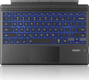 Surface Pro Type Cover, Portable Wireless Bluetooth Keyboard with Touchpad, 7-Color LED Backlit and Built-in Rechargeable Battery (LED Backlit)