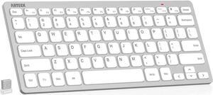 Arteck 2.4G Wireless Keyboard Ultra Slim and Compact Keyboard with Media Hotkeys for Computer Desktop PC Laptop Surface Smart TV and Windows 11/10/8/7, Silver