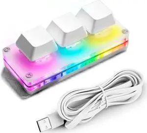 Ecarke USB Mini 3-Key OSU Keypad Hotswap One Handed Mechanical Gaming Keyboard Programming Macro Cherry Switch RGB Backlit Mini USB Keypad for Windows Mac macros or Rhythm Games