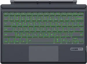 Surface Pro 7 Keyboard, Bluetooth 5.1, 7-Color Backlit Touchpad, Compatible with Surface Pro 7/7+/6/5/4/3