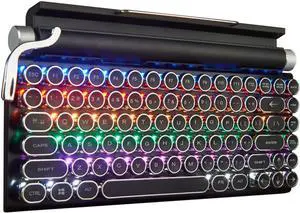 83-Key Retro Mechanical Keyboard - Wireless Bluetooth, Gaming, Anti-Ghosting Blue Switch (Black)
