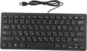 GOWENIC 78 Key Ultra Slim Language Keyboard, German/Russian/French English Bilingual Language Keyboard, Work Efficiency Multi Device USB Wired Computer Keyboard, Quiet and Compact(Russian)