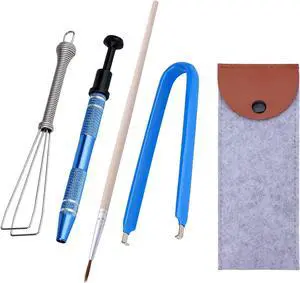 SAVITA Mechanical Keyboard Switch Puller Set, Keycap Remover Kit Keyboard Cleaner Tool Including Keycap Puller, Switch Clamp, Stem Holder, Lube Pen-Easy to Pull (Blue, Yellow)