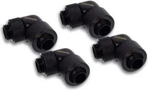 Alphacool Eiszapfen 13/10mm Compression Fitting, 90 Degree Rotary, Deep Black, 4-Pack Alphacool Eiszapfen 13/10mm Compression Fitting, 90 Degree Rotary, Deep Black, 4-Pack