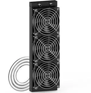 Water Cooling Radiator, 12 Pipe Aluminum Heat Exchanger Radiator with Fan for PC CPU Computer Water Cool System DC12V 360mm Black