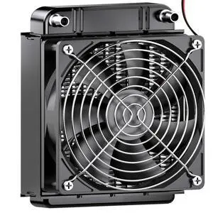 Clyxgs Water Cooling Radiator, 8 Pipe Aluminum Heat Exchanger Radiator with Fan for PC CPU Computer Water Cool System DC12V 80mm Black Clyxgs Water Cooling Radiator, 8 Pipe Aluminum Heat Exchanger Radiator with Fan for PC CPU Computer Water Cool System DC12V 80mm Black