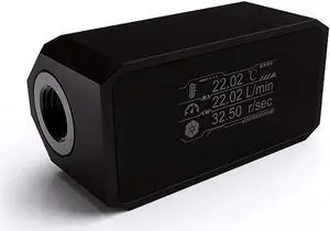 G1/4" Inline PC Water Cooling Flow Meter, Temperature/Flow/Speed OLED Display Digital Coolant Flow Indicator with Alarm for Desktop PC Water Cooler System