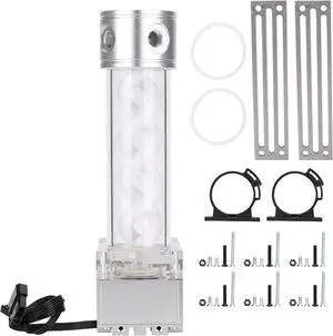 Cryfokt Water Cooling PumpTank, 800L per H Rate 4M Head Aluminum Anode Computer WaterCooling System, with Multi Level Protection, Integrated for PC Water Cooling Dec (Silver) Cryfokt Water Cooling PumpTank, 800L per H Rate 4M Head Aluminum Anode Computer WaterCooling System, with Multi Level Protection, Integrated for PC Water Cooling Dec (Silver)