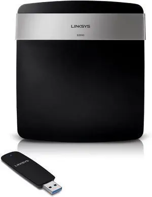 Linksys E2500 Advanced Simultaneous Dual-Band Wireless-N Router and N600 Dual Band Adaptor Bundle (E2525),Black silver